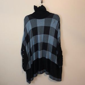 Joseph A. turtleneck poncho plaid sweater